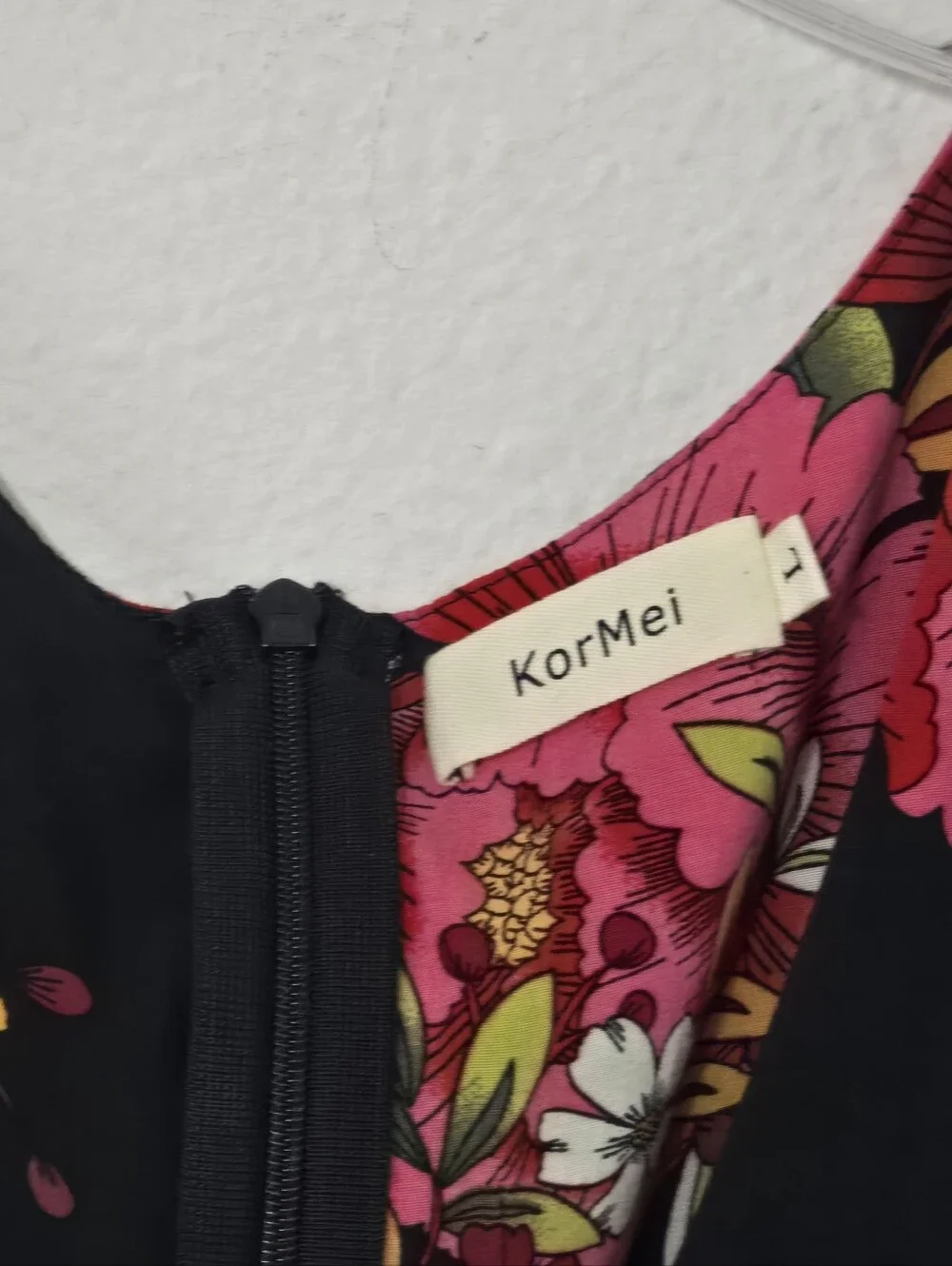 Kormei Black Floral Romper Dress Large